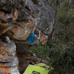Jochen Perschmann bei der Erstbegehung von "The Scull is not a B