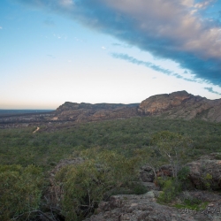 Blick auf die gesperrten, verbrannten Nordgrampians